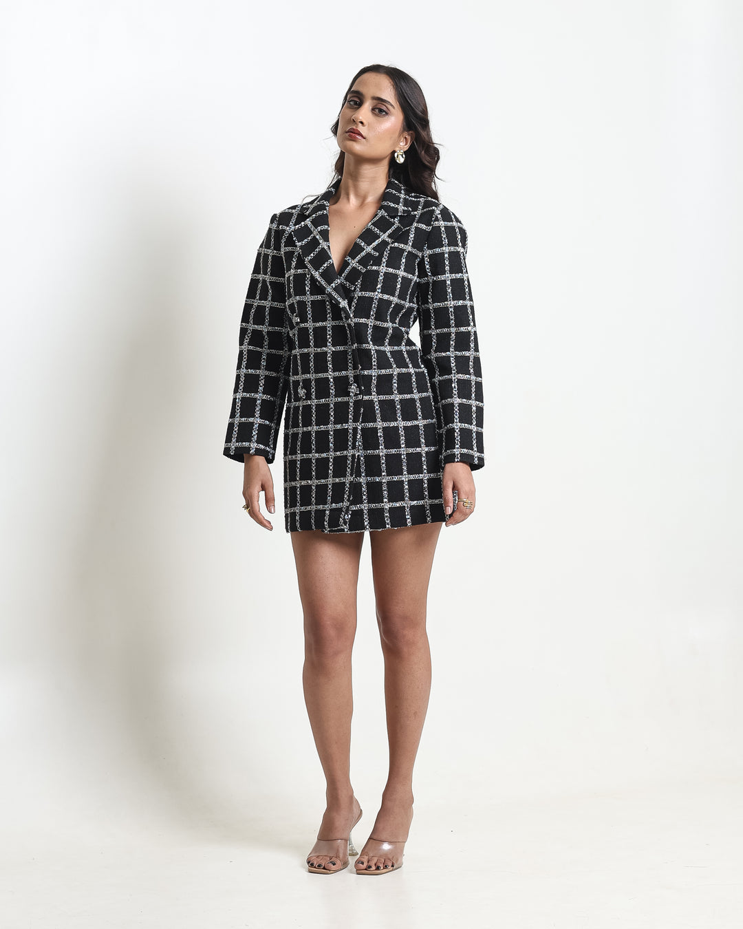 Black Tweed Blazer Party Dress