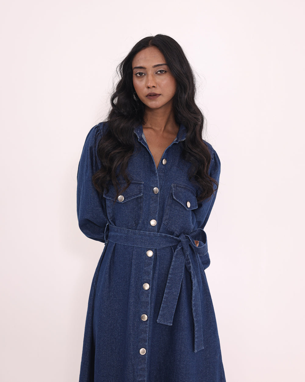 Classic Blue Denim Midi Dress - Denim Collection | Pincode21