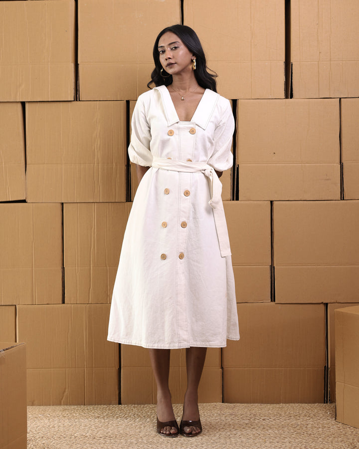 White Denim Midi Dress - Shop now | Pincode21