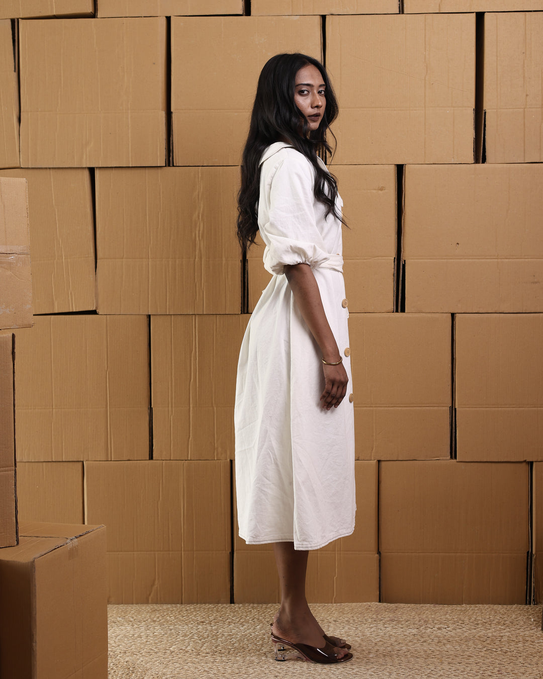 White Denim Midi Dress - Shop now | Pincode21