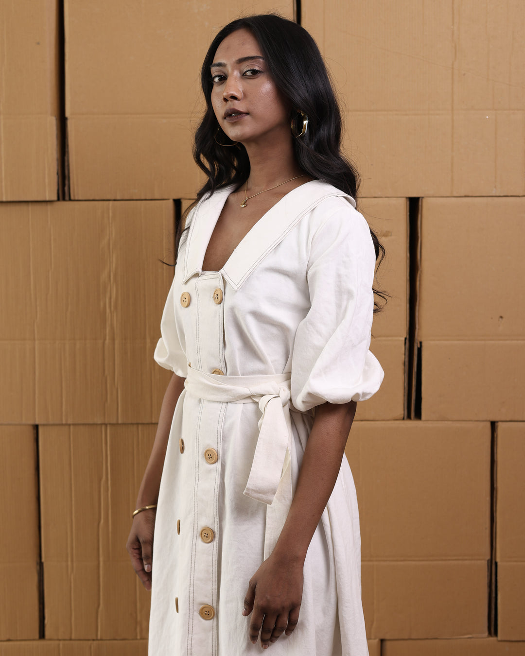 White Denim Midi Dress - Shop now | Pincode21